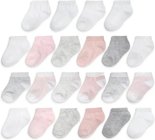 Fruit of the Loom Paquete de 22 calcetines elásticos de corte bajo para bebés de Grow & Fit Flex Zones, unisex, niñas, niños