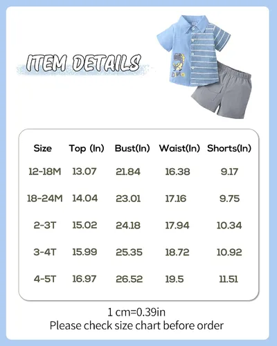 Miniatura 6 de KIMI BEAR Toddler Boys Clothes Baby Boy Outfit Summer Shirt Little Boy Shorts Set Cotton Clothes for Boys