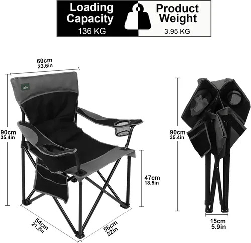 Miniatura 3 de Northroad Silla plegable de campamento resistente para exteriores, silla plegable de hasta 300 libras para senderismo, picnic, patio, playa, pesca