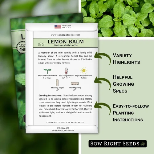 Miniatura 2 de Sow Right Seeds - Semillas de bálsamo de limón para plantar - Paquete de reliquia sin OMG con instrucciones - Jardín de hierbas fácil de cultivar