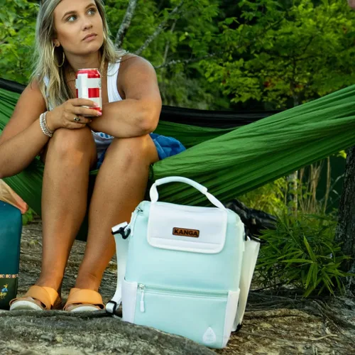 Miniatura 6 de Bolsa enfriadora aislada Kanga - Bolsa enfriadora suave - Enfriador de bebidas para 6 o 12 latas de cerveza y seltzer - Enfriador aislado a prueba