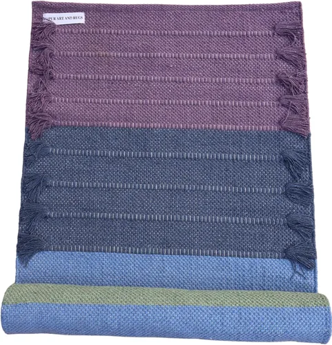 Miniatura 8 de Jaipur art & Rugs Estera de yoga de algodón - Alfombra tejida a mano ecológica - Antideslizante y gruesa (61x183x5mm) para fitness diario en casa