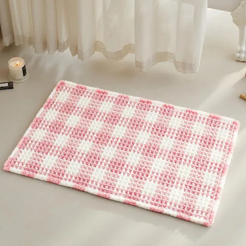 Miniatura 150 de TYUU Tapete de baño estilo gofre, tapete de baño bohemio, antideslizante, lavable, súper absorbente, de secado rápido, bonito tapete de baño