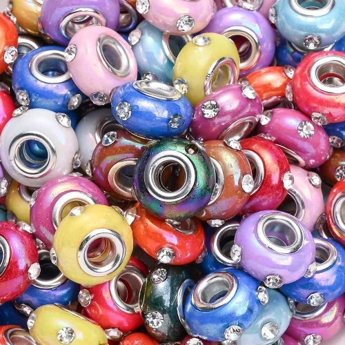 Miniatura 7 de 40 cuentas acrílicas de 0.315 x 0.591 in, cuentas focales para bolígrafos, cuentas planas de acrílico a granel, diamantes de imitación AB