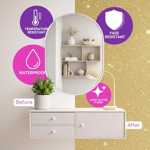 Miniatura 2 de Purpurina para pintura [5.3 onzas] – Oro champán con 2 almohadillas de pulido – Purpurina para pintar paredes para un acabado de pintura luminoso