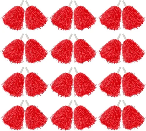 Miniatura 7 de Hooshing 12/24/80 PCS Pompones de Animadoras Deportivos con Espíritu Pompones de Animación de Plástico con Asas para Niños Adultos Equipo Fiesta Rosa