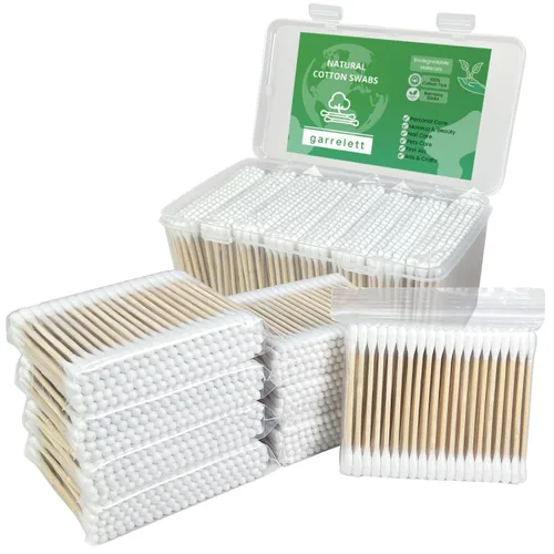 800 hisopos de algodón orgánico, hisopos de algodón de bambú con puntas de algodón suave y varillas de bambú resistentes, capullos de algodón para