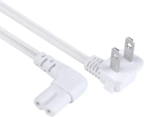 Miniatura 2 de C7 Cable de alimentación de 2 ranuras no polarizadas, ángulo de 90 grados, SPT-2, cable de alimentación de 18 AWG (IEC320 C7 a Nema 1-15P)