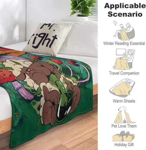 Miniatura 6 de Manta pequeña de marihuana de marihuana de hongos, 50 x 40 pulgadas, para mujeres y hombres, manta de felpa suave para cama, sofá, manta negra