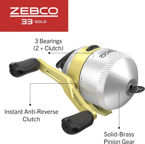 Miniatura 4 de Zebco Combo de 33 carretes Spincast y caña de pescar de 2 piezas, caña de fibra de vidrio con cómodo mango de corcho de agarre dividido, carrete