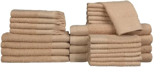 Baltic Linen Juego de toallas de 100 % algodón, 4 toallas de baño, 4 toallas de mano, 4 puntas de los dedos con flecos, 12 toallas pequeñas, color