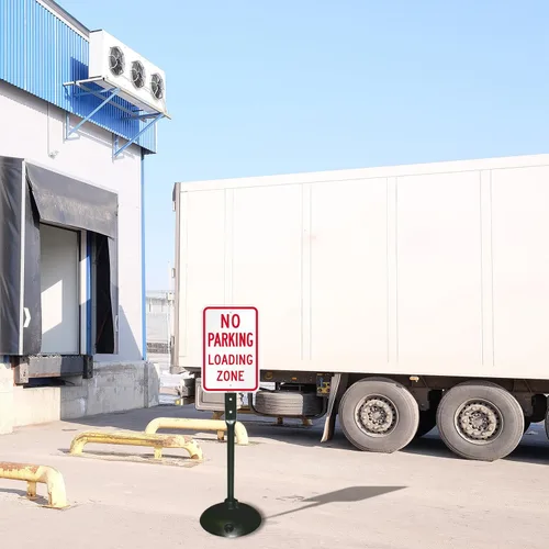Miniatura 5 de SmartSign Kit "No Parking Loading Zone" Letrero de aluminio de grado ingeniero de 12 x 18 pulgadas, soporte base de poste y hierro fundido