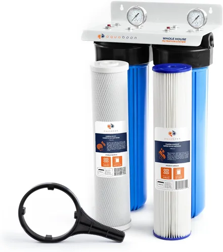 Miniatura 13 de Sistema de filtrado de agua de 2 etapas para todo el hogar que reduce el cloro y los sedimentos, 20 x 4.5 GAC y filtros de sedimentos incluidos