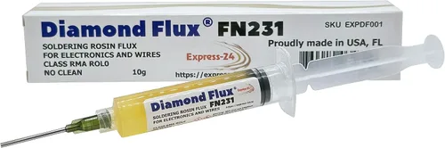 FN231 Flujo de soldadura para electrónica NoClean Pasta Gel RMA ROL0 en jeringa de 0.35 oz para reparación y soldadura de placas de circuito impreso.