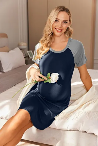 Miniatura 3 de Ekouaer - Vestido 3 en 1 para maternidad, trabajo de parto y lactancia prenda para hospital, para dormir y amamantar.