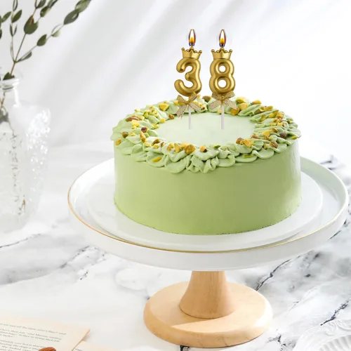 Miniatura 3 de Velas de cumpleaños número 38 y 83, velas doradas de cumpleaños con número 83 y 38 años, decoraciones de fiesta de cumpleaños, regalos para mujeres