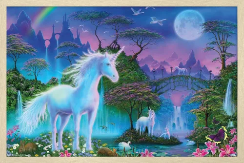 Miniatura 7 de Trends International Póster de pared de Unicorn Meadow, 14.725 x 22.375 pulgadas, versión enmarcada de madera de granero
