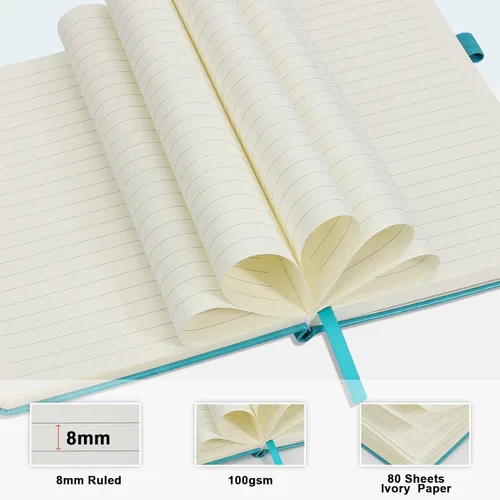 Miniatura 4 de Daofary Cuaderno A5 con rayas de cuero, 160 páginas, diario de 100gsm de papel grueso, tapa dura, con bolsillo, para trabajo, hombres y mujeres, 8.4