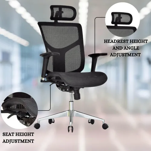 Miniatura 4 de Silla de oficina ergonómica de malla GM Seating Dreem II Serie Mesh, malla color negra, base de cromo