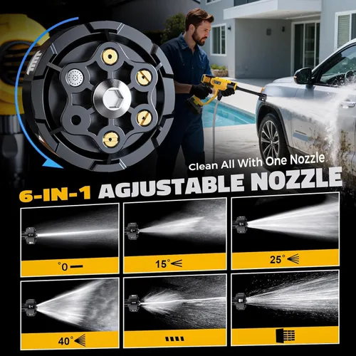 Miniatura 7 de Ecarke Herramienta de limpieza portátil para automóvil compatible con batería Dewalt de 20 V, boquilla 6 en 1 y cañón de espuma, ajuste de 3