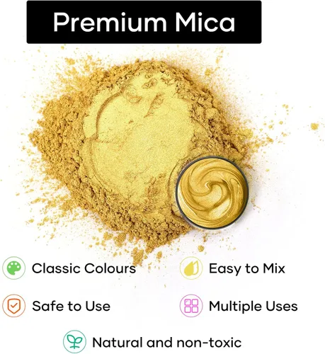 Miniatura 2 de HTVRONT - Polvo de mica en color dorado para resina epoxi - 50 g/1.76 oz Polvo de pigmento de mica natural, polvo de mica para la fabricación