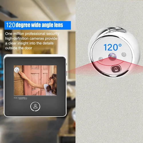 Miniatura 4 de Peephole - Timbre de video de 3 pulgadas, pantalla TFT LCD de 120 grados, timbre visual inteligente con cámara de visión nocturna IR de 1MP