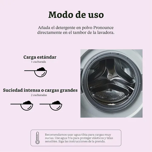 Miniatura 6 de Pronounce Alternativa de detergente para ropa en polvo, ingredientes más limpios. Más seguro para pieles sensibles. Lucha contra manchas y olores.