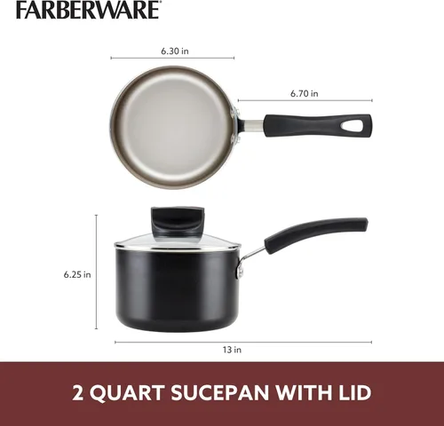 Miniatura 3 de Farberware Smart Control Cacerola Antiadherente con Tapa, 2 Cuartos, Negro