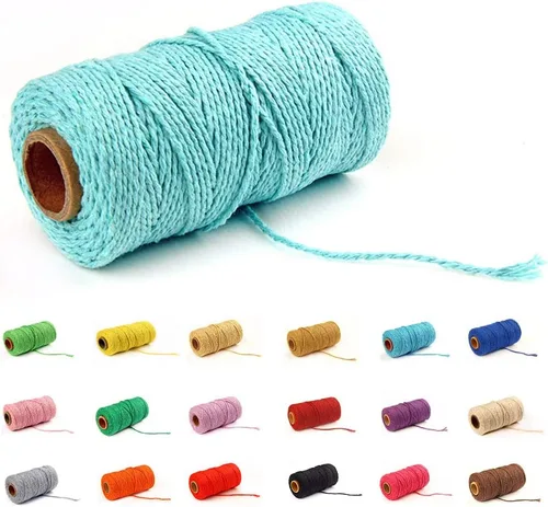 Miniatura 13 de Cordón de macramé de algodón 2 mm x 109 yardas, cuerda de algodón colorida para manualidades DIY, ganchos de plantas (Beige)