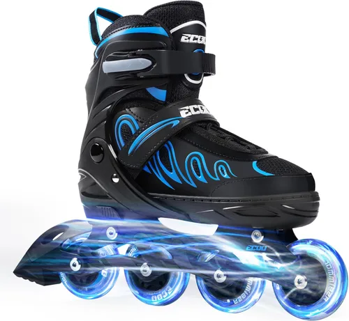 Miniatura 10 de Patines en línea para niñas y niños de 5 a 8 años, 8 a 12 años, ruedas iluminadas, tamaño ajustable, para niños, adultos, mujeres, exteriores Púrpura