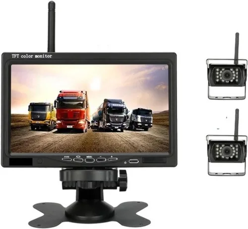 Miniatura 12 de Cámara de marcha atrás inalámbrica para vehículos, monitor LCD de 7 pulgadas para camiones, autobús, caravana, remolque, excavadora, monitor