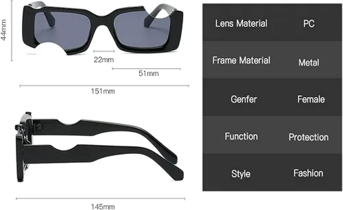 Miniatura 5 de Gafas de sol rectangulares pequeñas irregulares para mujer gafas de sol punk vintage protección UV