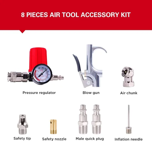 Miniatura 2 de CRAFTSMAN Compresor de aire de montaje en pared con kit de accesorios de 8 piezas, inflador de neumáticos, compresor de aire portátil y silencioso