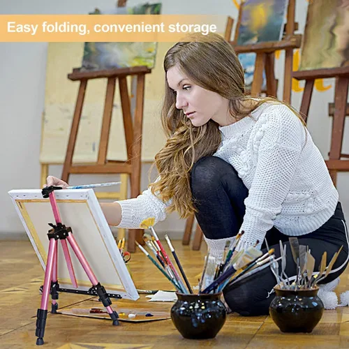 Miniatura 3 de RRFTOK Caballete de pintura para artistas, caballete de aluminio ajustable para pintar lienzos, altura de 17 a 66 pulgadas, bolsa de transporte