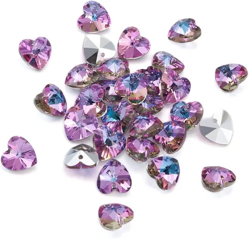 Miniatura 14 de Cheriswelry 96 dijes de cristal de mariposa transparente facetados, colgantes de corazón de amor, adornos colgantes de 51.732 in para hacer aretes