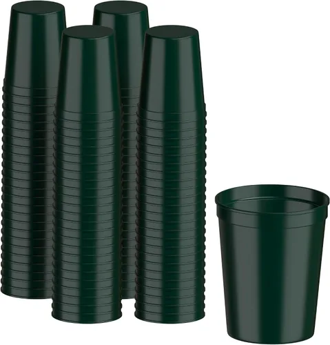 Miniatura 19 de PartyPrints Paquete de 100 vasos de plástico en blanco reutilizables de 10 a 12 onzas, vasos de estadio a granel, sin BPA, aptos para lavavajillas