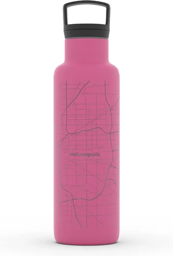 Miniatura 113 de Well Told Botella de agua aislada con mapa de Washington DC grabado, botella de acero inoxidable grabada (21 onzas, blanco) botella aislada de mapa