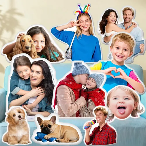 Miniatura 9 de Amlion Almohada personalizada: almohada facial personalizada de dibujos animados con nombre de imagen, almohadas personalizadas con forma de cara