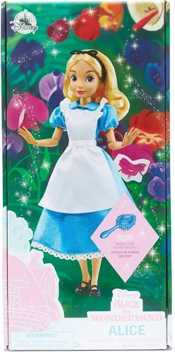 Miniatura 9 de Disney Store Dolls & Games - Muñeca clásica de princesa (Alicia), 11 pulgadas, incluye cepillo con detalles moldeados, juguete totalmente posable