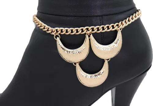 Miniatura 3 de Trendy Fashion Jewelry Cadena de botas occidentales para mujer, pulsera de metal brillante, tobillera, tacón alto, elegante lunas, encanto