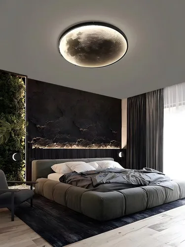 Miniatura 6 de Aplique de pared de luna regulable, lámpara de pared enchufable para mesita de noche, moderna iluminación LED montada en la pared para sala