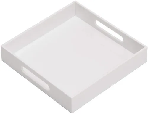 Miniatura 7 de KEVLANG - Bandeja de servir transparente y resistente de acrílico con asas - 12x16 pulgadas - Para servir café, aperitivos, desayuno, mayordomo