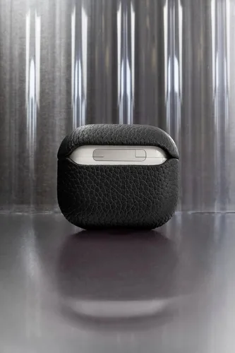 Miniatura 4 de Tapper Funda de cuero negro / chapado en oro de 18 quilates para AirPods (3ª generación)