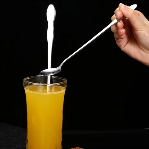 Miniatura 5 de Juego de 8 cucharas mezcladoras de acero inoxidable con mango largo de 7.9 in para café, batidos, jugos, cócteles