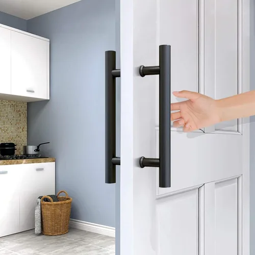 Miniatura 7 de JUBEST Manija de puerta de granero de 12 pulgadas, pasamanos de puerta corredera en forma de H de doble cara, manijas de puerta batiente Negro mate