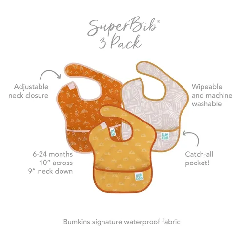 Miniatura 7 de Bumkins Baberos para niña o niño, SuperBib para bebés y niños pequeños de 6 a 24 meses, imprescindibles para comer, alimentar, suministros de A1