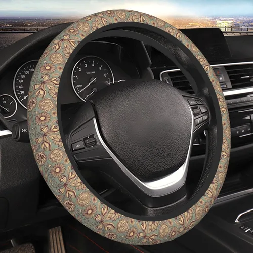 Funda de volante de ajuste universal, accesorios para el interior del automóvil para mujeres y hombres, 15 pulgadas, transpirable, antideslizante,