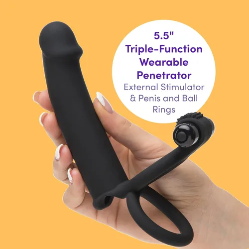 Miniatura 2 de Lovehoney Double Fun - Correa vibratoria de doble penetración en el consolador, correa de silicona de 5.5 pulgadas para hombres, 2 vibradores
