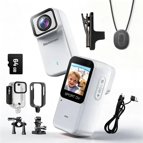 Miniatura 8 de Cámara corporal 4K con WiFi, cámara de acción POV para motociclismo, esquí, ciclismo, vlogging, deportes, cámara magnética portátil para grabación