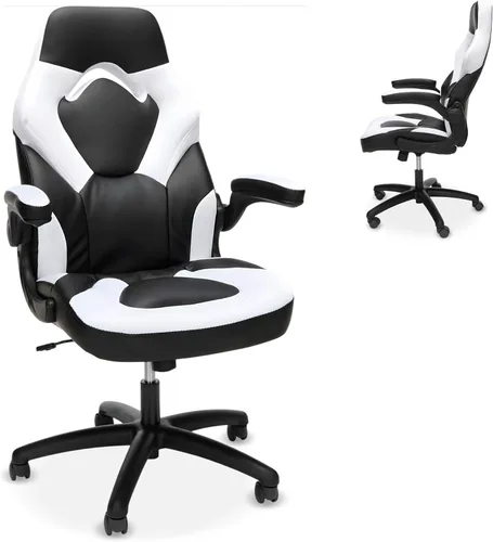 RESPAWN 3085 Silla ergonómica para juegos para adultos, silla de oficina con respaldo alto con reposacabezas y brazos abatibles, asiento de cuero